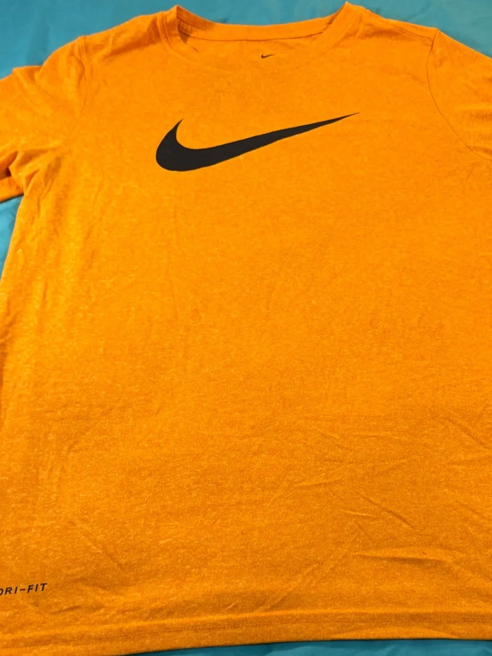 Nike Orange Short Sleeve Dri-FIT Tee with Black Swoosh